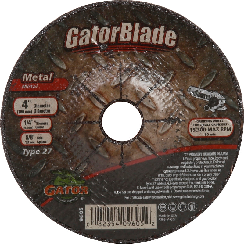 GatorBlade 9605 Cut-Off Wheel, 4 in Dia, 1/4 in Thick, 5/8 in Arbor, 24 Grit, Silicone Carbide Abrasive