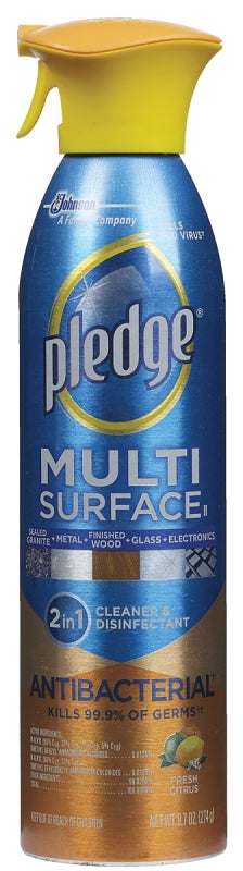 Pledge 72354 Cleaner, 9.7 oz Can, Citrus, Clear