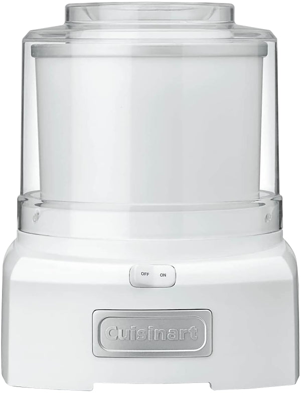 Cuisinart ICE-21P1 Ice Cream and Sorbet Maker, 1.5 qt, 60 W, Plastic Housing Material, White