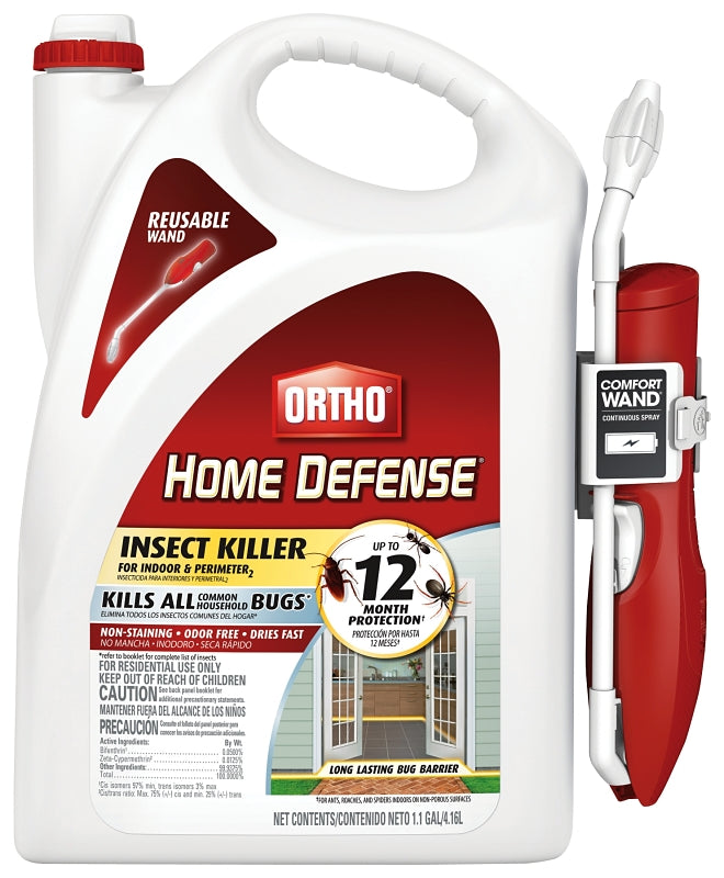 Ortho Home Defense 0220910 Insect Killer with Comfort Wand, Liquid, Spray Application, 1.1 gal Bottle