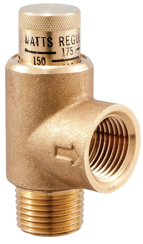 WATTS 0371271 Series 530C Pressure Relief Valve, 1/2 in, MNPT x FNPT, 50 to 175 psi Adjustment, 150 psi Setting