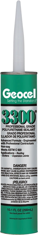 Geocel 3300 Series 68103 Polyurethane Sealant, Black, Liquid, 10.1 oz Cartridge