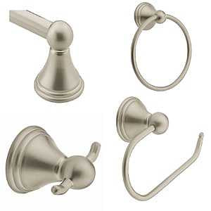 Moen Preston Series DN8486BN Towel Ring, 6-1/4 in Dia Ring, 22 lb, Brass/Zinc, Brushed Nickel, Screw Mounting