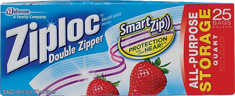 Ziploc 00330 Storage Bag, 1 qt Capacity, Plastic