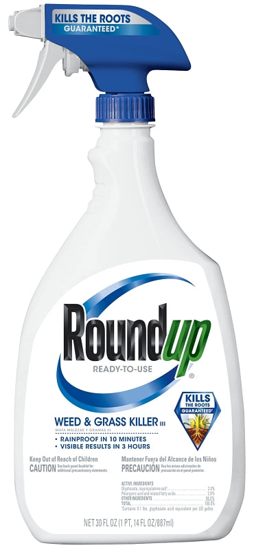 Roundup 5003470 Weed and Grass Killer, Liquid, Trigger Spray Application, 30 oz Bottle