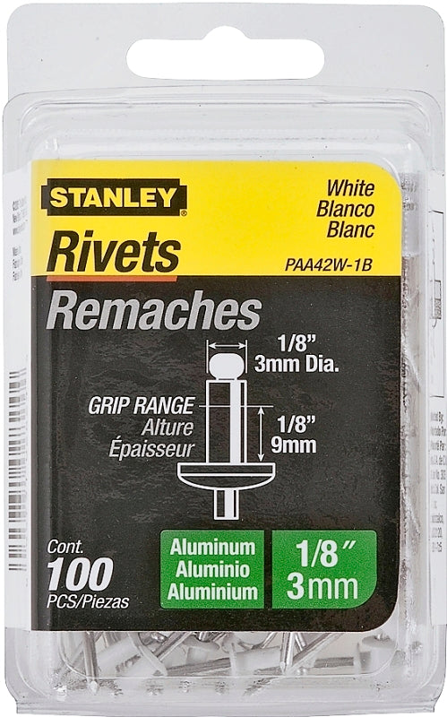 Stanley PAA42W-1B Pop Rivet, Reusable, 1-1/2 in L, Aluminum