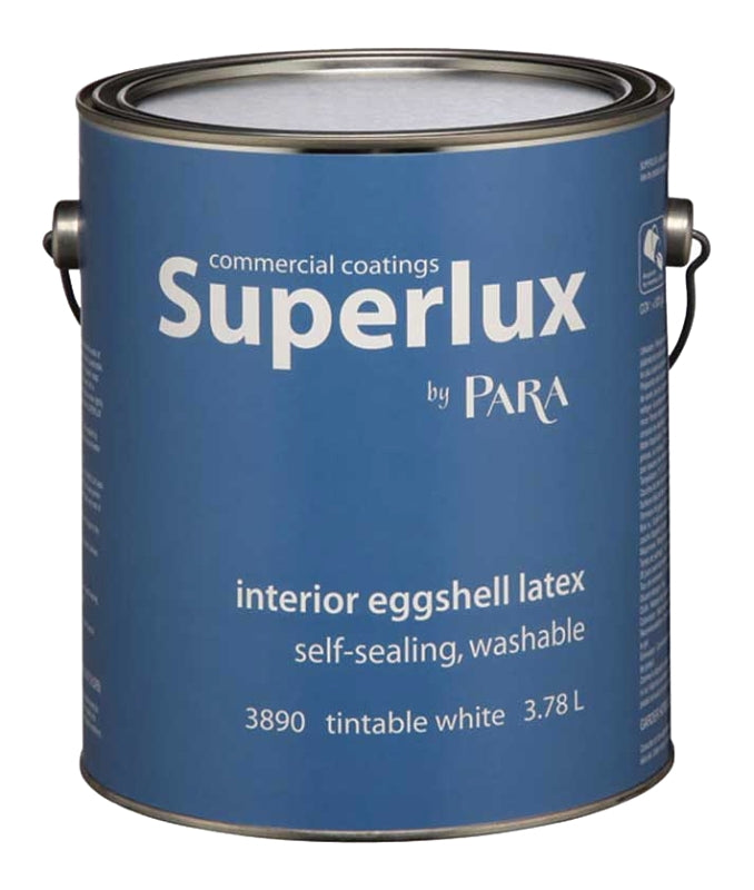 Para Superlux Series 3890-16 Interior Paint, Solvent, Water, Eggshell, White Tint, 1 gal, 420 to 480 sq-ft Coverage Area