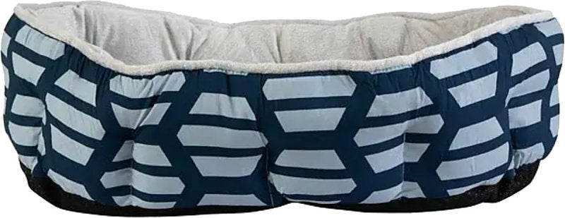 Petmate 81156 Pet Bed, 19 in L, 14 in W, Oval, Hex Print Pattern, Poly Fill, Soft Plush Cover, Gray