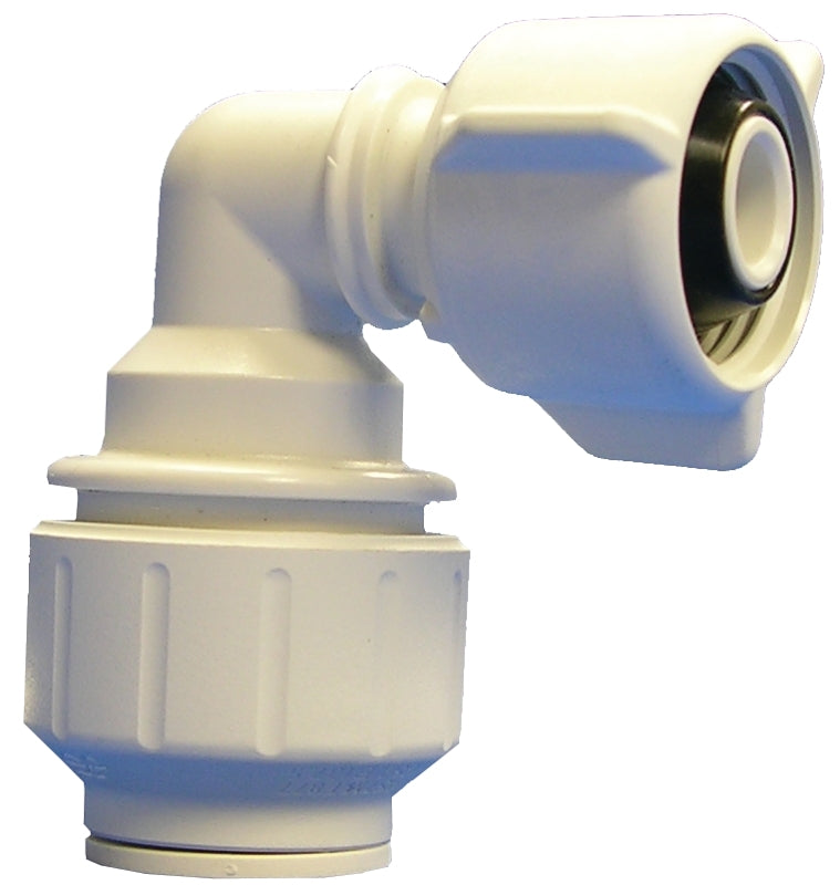 John Guest PEIBTC2034P Swivel Pipe Elbow, 1/2 in, 90 deg Angle, Plastic, White, 160 psi Pressure