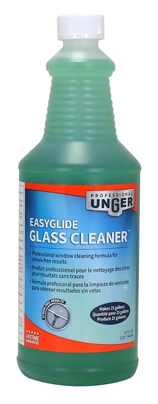 Professional Unger EasyGlide 0400 Glass Cleaner, 32 oz, Liquid, Pleasant, Clear Green