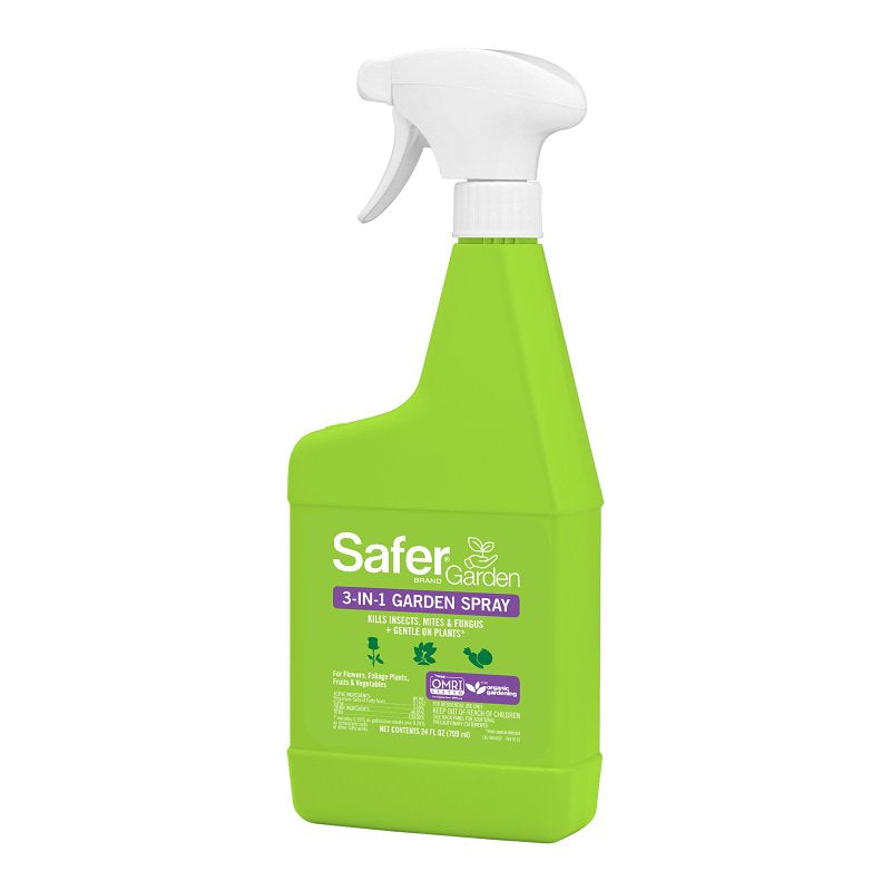 Safer SG5452 3-in-1 Garden Spray, Liquid, Spray Application, 24 fl-oz Bottle