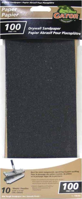 Gator 7106-012 Sheet, 11-1/4 in L, 4-1/4 in W, 100 Grit, Fine, Silicone Carbide Abrasive