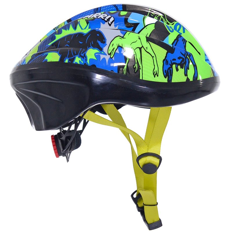 Capstone 64158 Dinosaur Multi-Sport Helmet, Adjustable Retention Dial Headgear, 21-1/2 to 22-1/2 in, Blue/Green