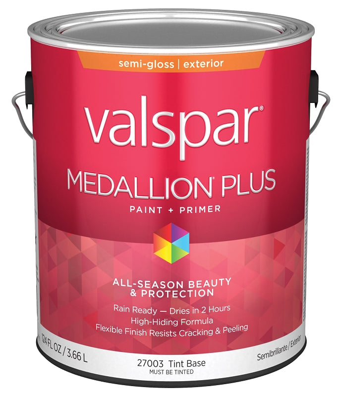 Valspar Medallion Plus 2600 028.0027003.007 Latex Paint, Acrylic Base, Semi-Gloss Sheen, Tint Base, 1 gal