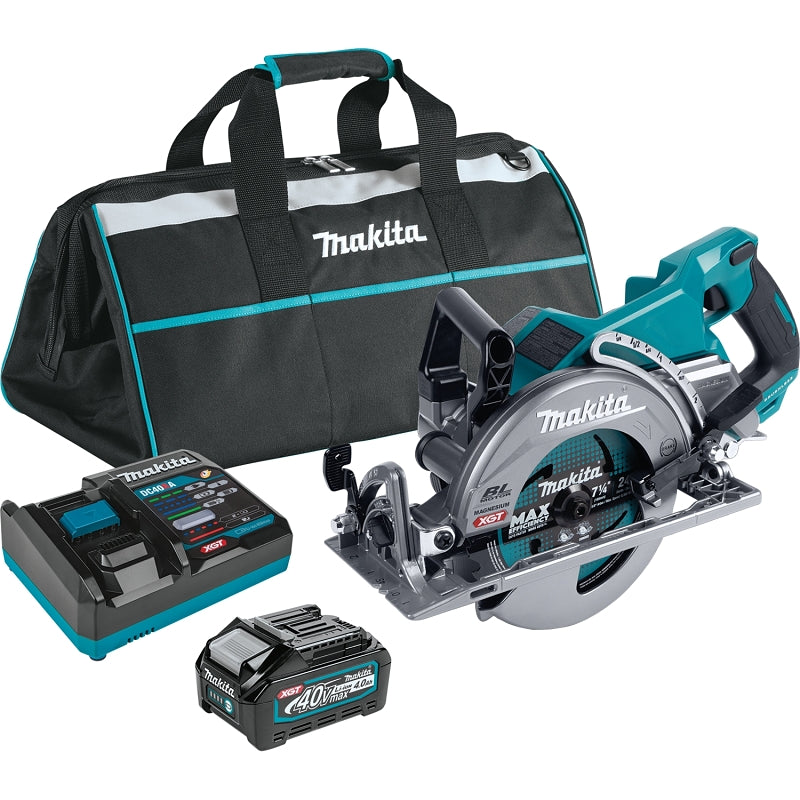 Makita GSR01M1 Brushless Circular Saw Kit, Battery Included, 40 V, 4 Ah, 7-1/4 in Dia Blade, 2-9/16 in D Cutting