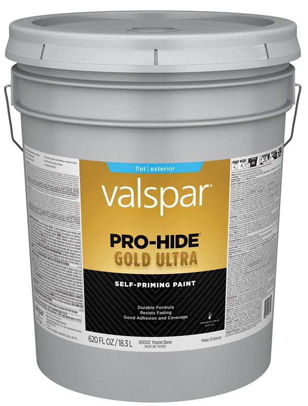 Valspar Pro-Hide Gold Ultra 6500 028.0065002.008 Latex Paint, Acrylic Base, Flat Sheen, Pastel Base, 5 gal