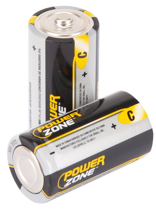 PowerZone LR14-2P-DB Battery, 1.5 V Battery, C Battery, Zinc, Manganese Dioxide, and Potassium Hydroxide