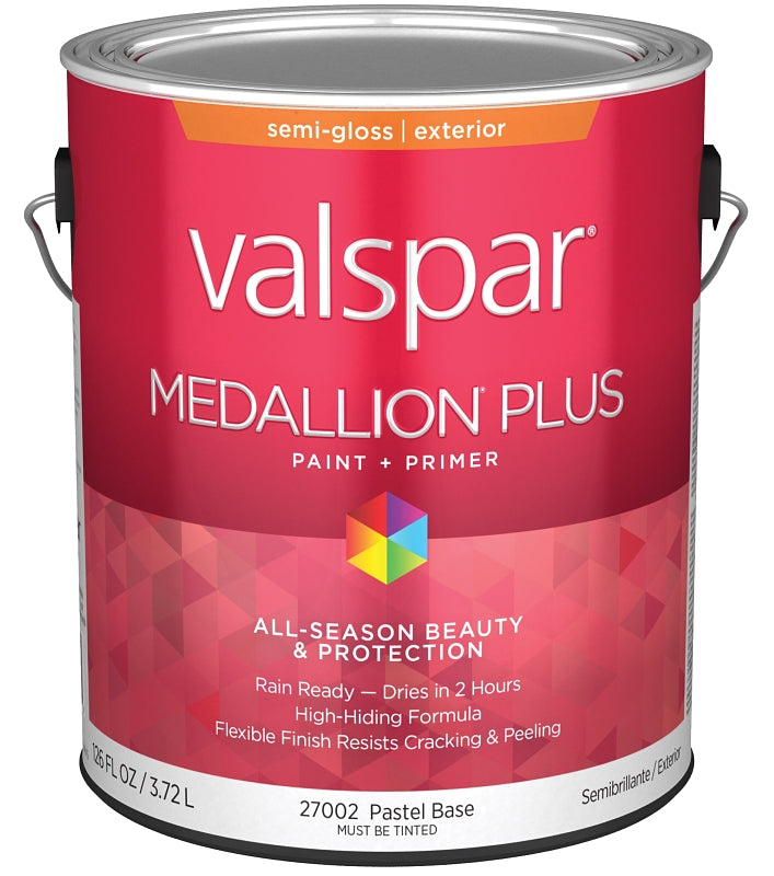 Valspar Medallion Plus 2600 028.0027002.007 Latex Paint, Acrylic Base, Semi-Gloss Sheen, Pastel Base, 1 gal