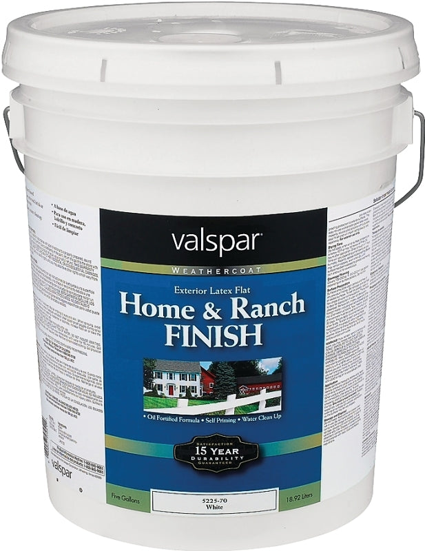 Valspar 018.5225-70.008 Premium Home and Ranch Paint, White, 5 gal Pail