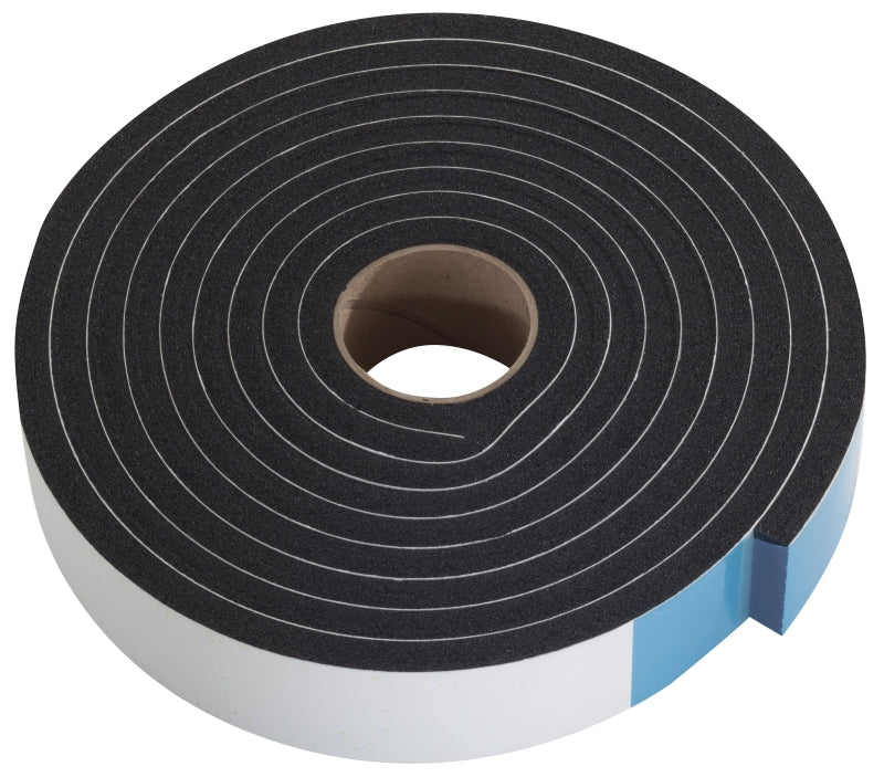 M-D 43155 Weatherstrip Tape, 1 in W, 1/4 in Thick, 10 ft L, Sponge Rubber, Black