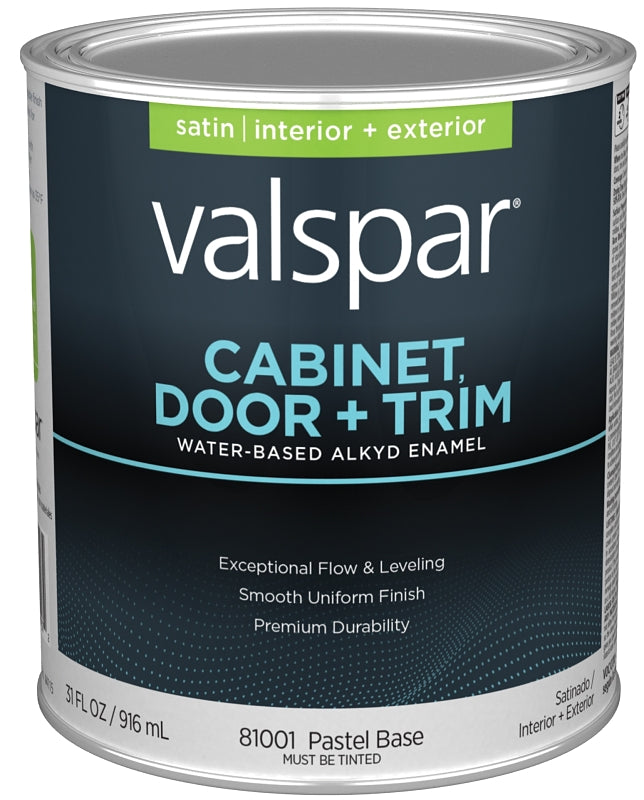 Valspar 8100 028.0081001.008 Cabinet, Door and Trim Paint Enamel, Water Base, Satin Sheen, Pastel Base, 5 gal