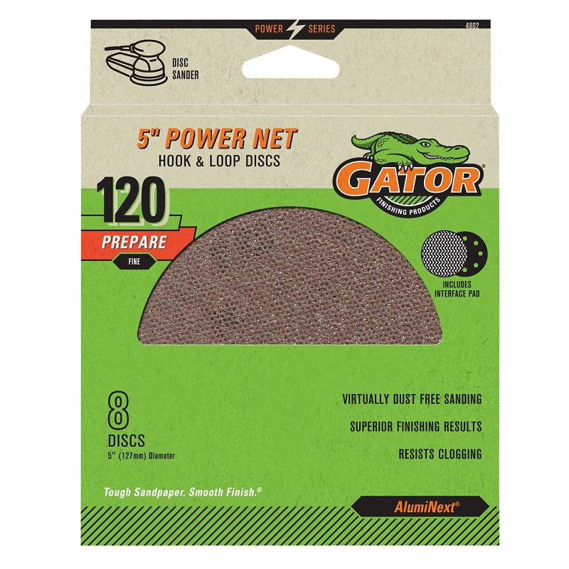 Gator 4802 Power Net Disc, 5 in Dia, 120 Grit, Fine