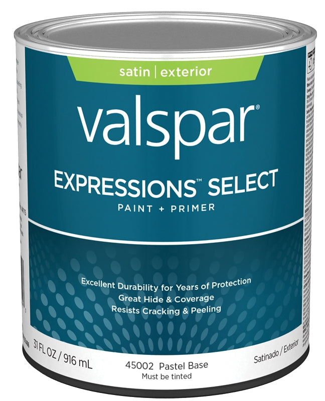 Valspar Expressions Select 4500 028.0045002.005 Latex Paint, Acrylic Base, Satin Sheen, Pastel Base, 1 qt