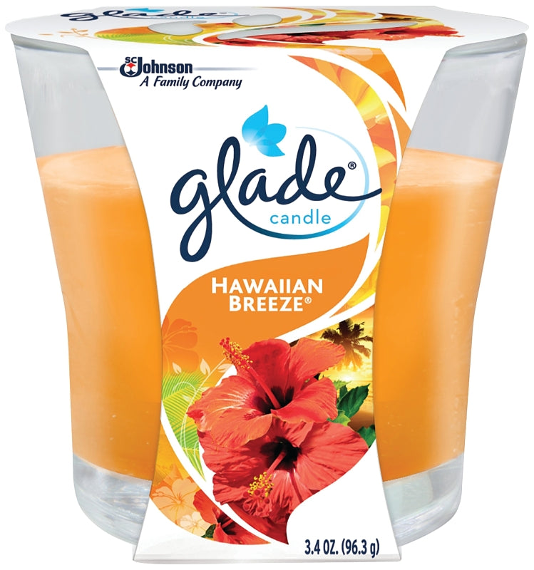 Glade 76956 Air Freshener Candle, 3.4 oz Jar, Hawaiian Breeze, Orange