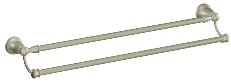 Moen Banbury Series Y2622BN Double Towel Bar, 24 in L Rod, Aluminum/Zamac, Brushed Nickel, Surface Mounting