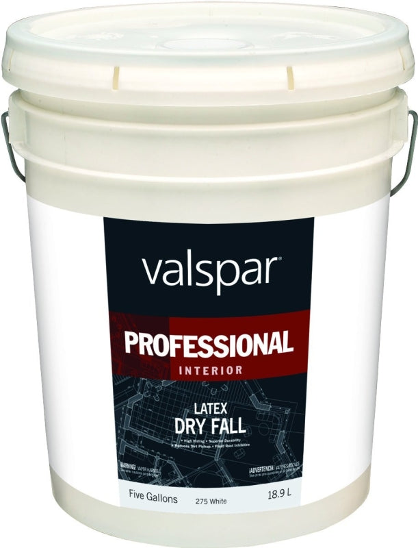 Valspar 044.0000275.008 Dry Fall Paint, Flat, White, 5 gal, Pail, Latex Base