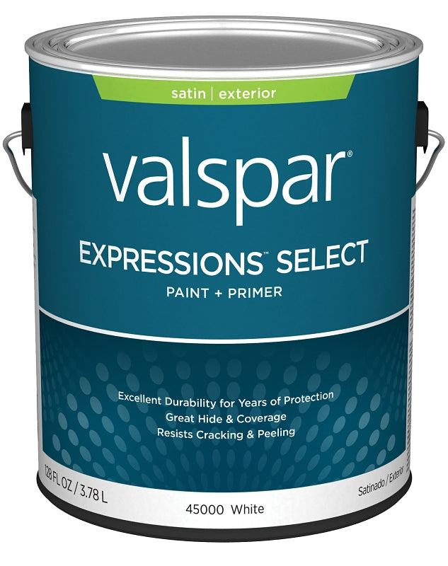 Valspar Expressions Select 4500 028.0045000.007 Latex Paint, Acrylic Base, Satin Sheen, White Base, 1 gal