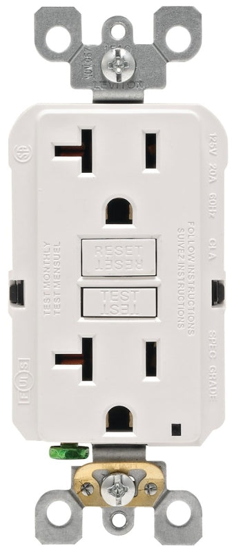 Leviton R02-GFNT2-0KW GFCI Receptacle, 2 -Pole, 20 A, 125 V, Back, Side Wiring, NEMA: 5-15R, White