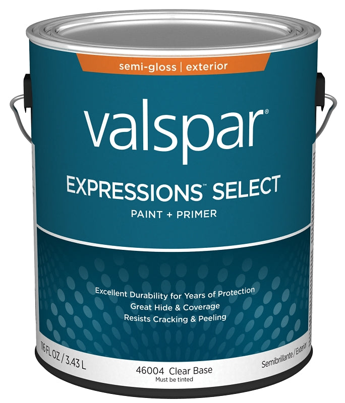 Valspar Expressions Select 4600 028.0046004.007 Latex Paint, Acrylic Base, Semi-Gloss Sheen, Clear Base, 1 gal