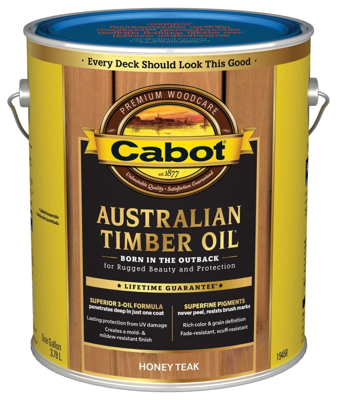 Cabot 19400 Series 140.0019458.007 Australian Timber Oil, Honey Teak, Liquid, 1 gal