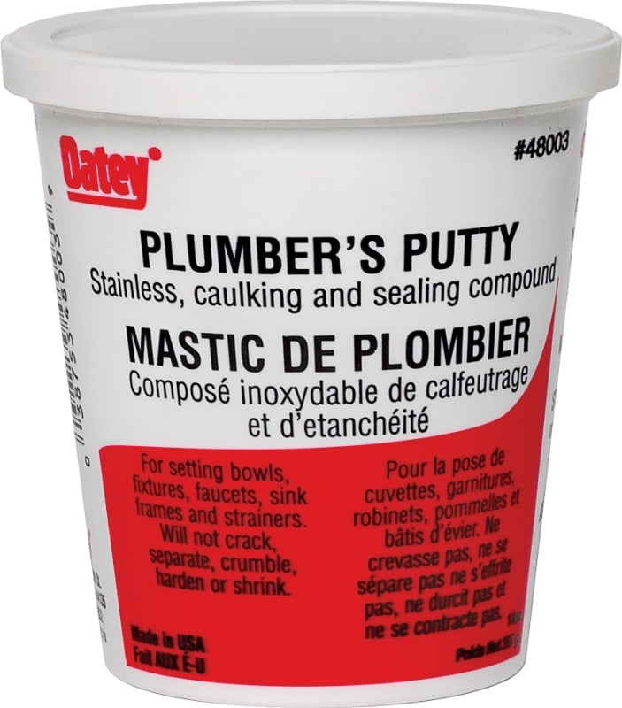 Oatey 48003 Plumbers Putty, Solid, Off-White, 414 mL Plastic Container