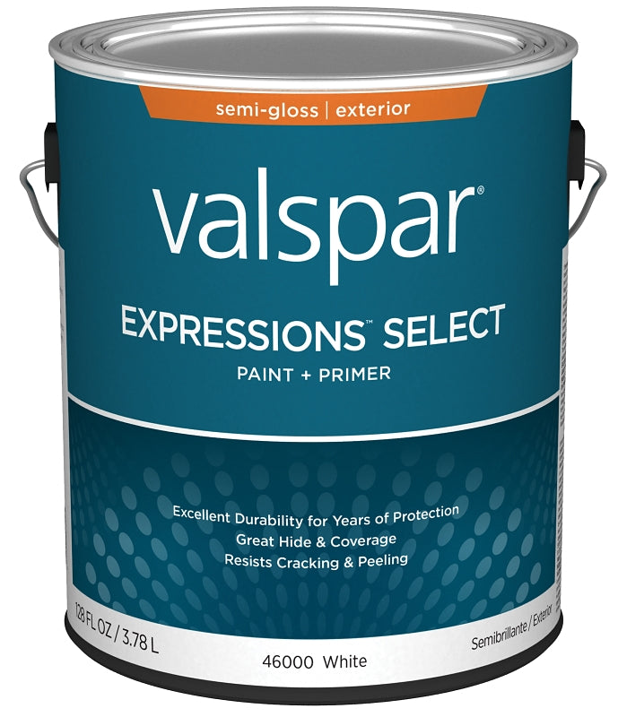 Valspar Expressions Select 4600 028.0046000.007 Latex Paint, Acrylic Base, Semi-Gloss Sheen, White Base, 1 gal