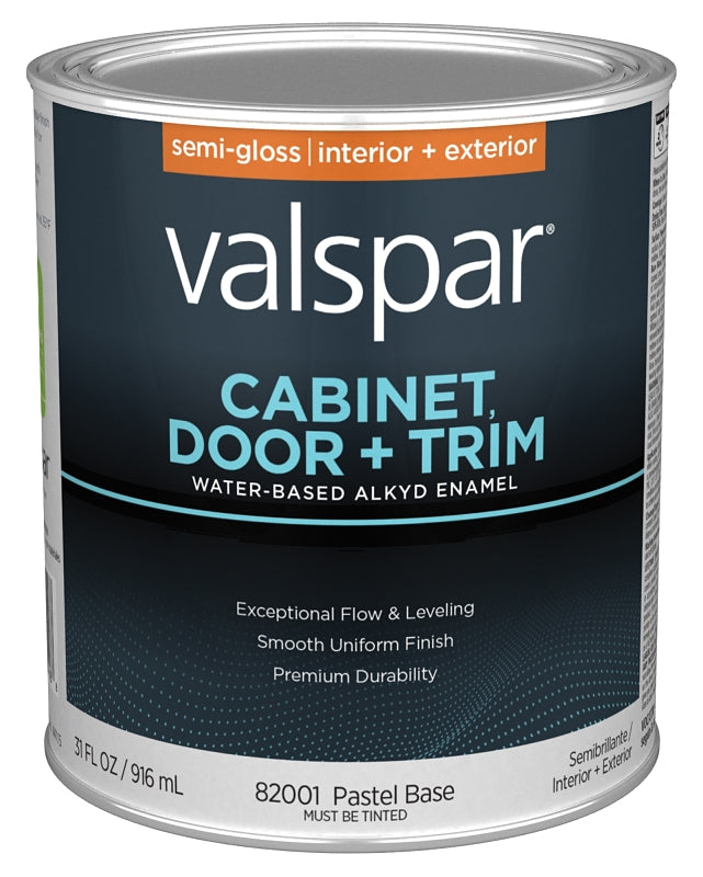 Valspar 8200 028.0082001.008 Cabinet, Door and Trim Paint Enamel, Water Base, Semi-Gloss Sheen, Pastel Base, 5 gal