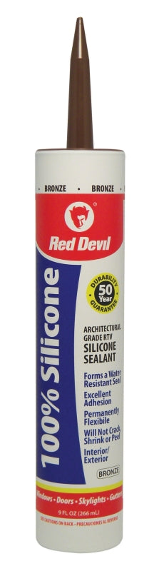 Red Devil 081640 Silicone Sealant, Bronze, -60 to 400 deg F, 9 fl-oz Cartridge