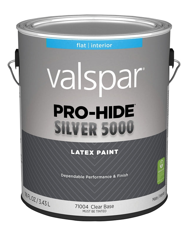 Valspar Pro-Hide 028.0071004.007 Silver 5000 Interior Paint, Water Base, Flat Sheen, Clear, 1 gal, Metal Pail