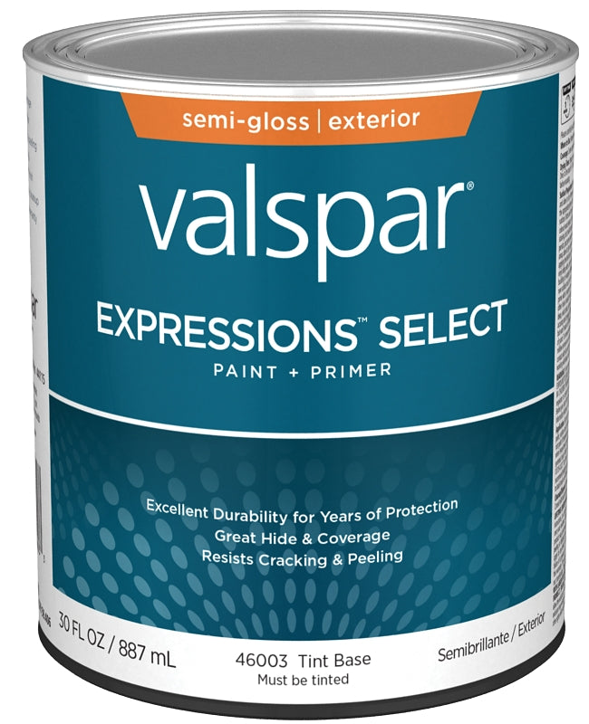 Valspar Expressions Select 4600 028.0046003.005 Latex Paint, Acrylic Base, Semi-Gloss Sheen, Tint Base, 1 qt