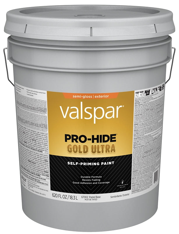 Valspar Pro-Hide Gold Ultra 6700 028.0067002.008 Latex Paint, Acrylic Base, Semi-Gloss Sheen, Pastel Base, 5 gal