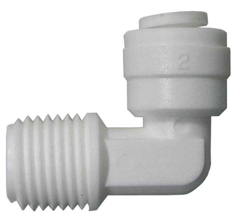 Watts PL-3028 Tube Elbow, 3/8 x 1/4 in, 90 deg Angle, Plastic, 150 psi Pressure