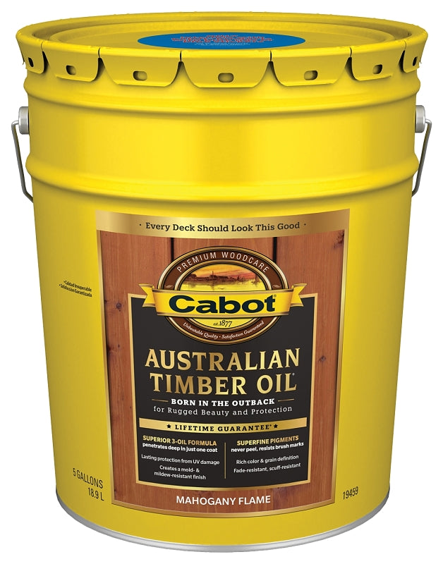 Cabot 19400 Series 140.0019459.008 Australian Timber Oil, Mahogany Flame, Liquid, 5 gal, Pail