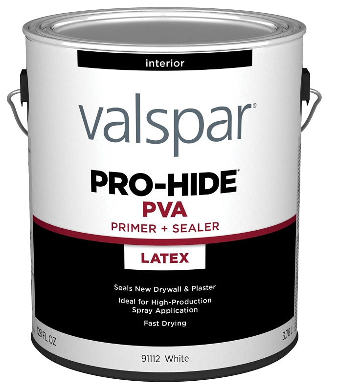 Valspar Pro-Hide 91112 028.0091112.007 Interior PVA Primer, White, 1 gal, Metal Pail