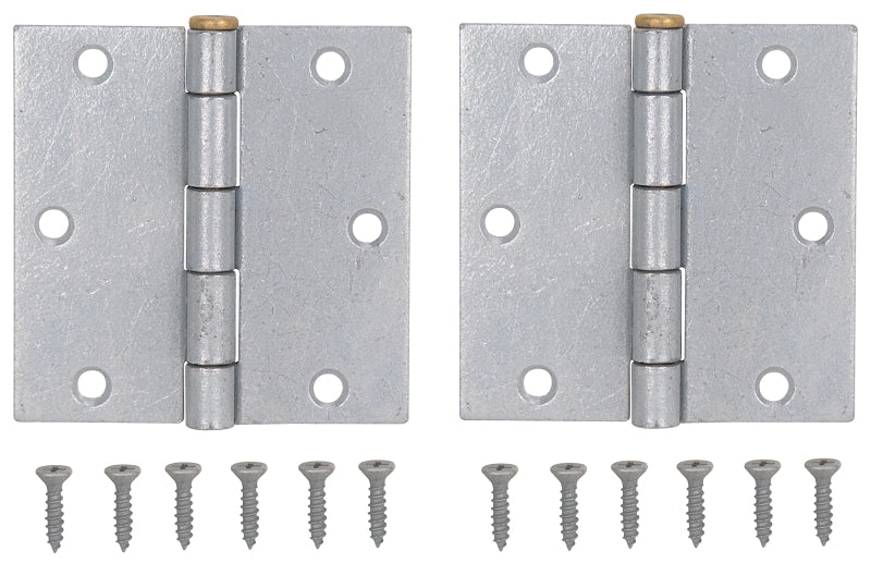 ProSource 20338MGS-PS Square Corner Door Hinge, Steel, Mechanical Galvanized, Loose Pin, 180 deg Range of Motion