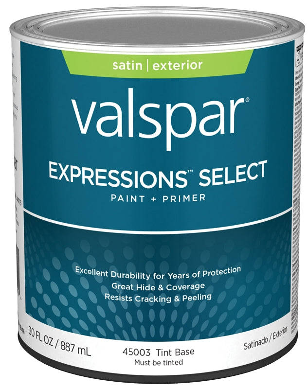 Valspar Expressions Select 4500 028.0045003.005 Latex Paint, Acrylic Base, Satin Sheen, Tint Base, 1 qt