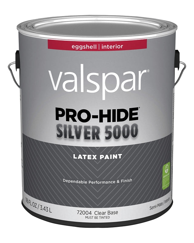 Valspar Pro-Hide 028.0072004.007 Silver 5000 Interior Paint, Water Base, Eggshell Sheen, Clear, 1 gal, Metal Pail