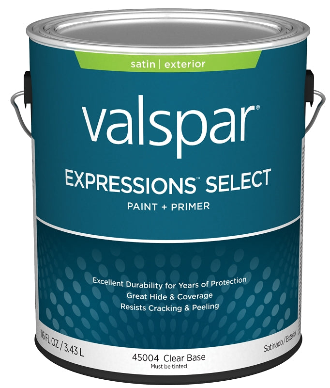 Valspar Expressions Select 4500 028.0045004.007 Latex Paint, Acrylic Base, Satin Sheen, Clear Base, 1 gal