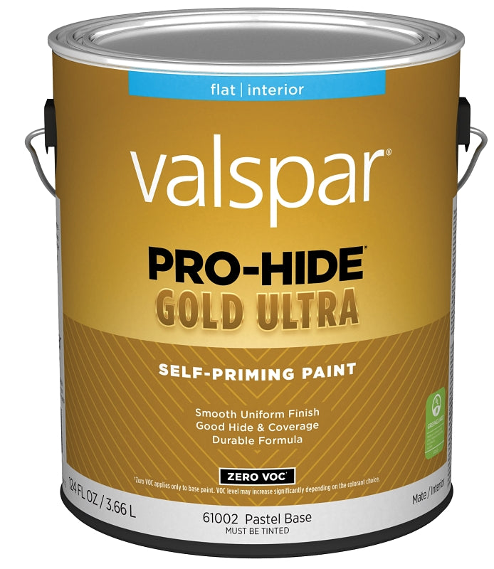 Valspar Pro-Hide Gold Ultra 6100 028.0061002.007 Latex Paint, Acrylic Base, Flat Sheen, Pastel Base, 1 gal