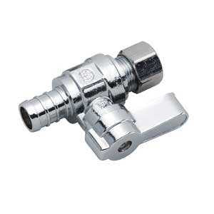 Moen M-Line Series M4741PB Straight Ball Shut-Off Valve, 3/8 x 1/2 in Connection, Compression x PEX, Brass Body